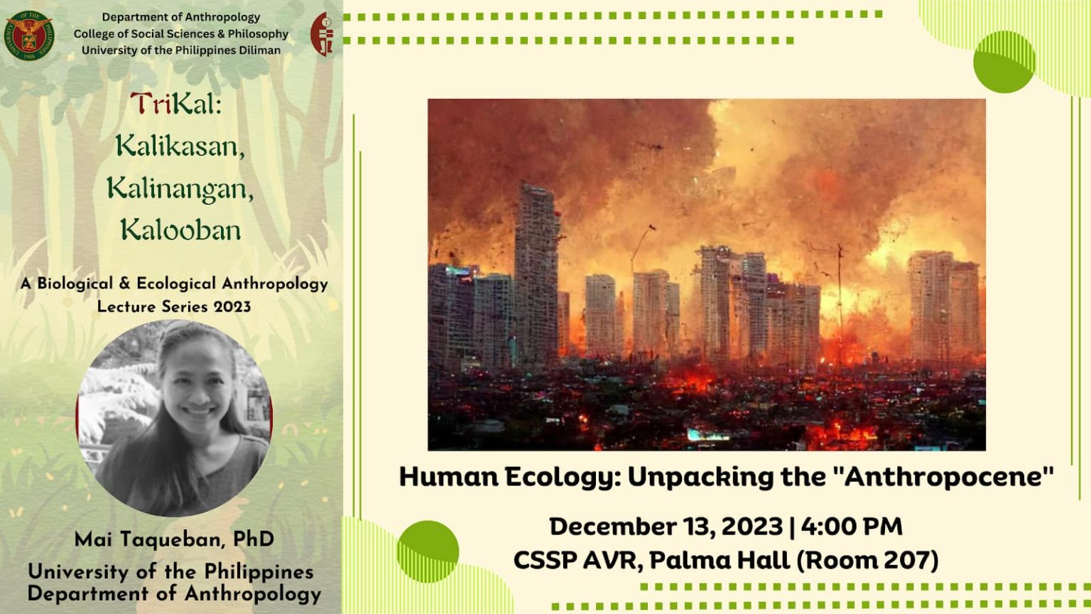 Human Ecology Unpacking The “anthropocene” Trikal Kalikasan Kalinangan At Kalooban Lecture 2841
